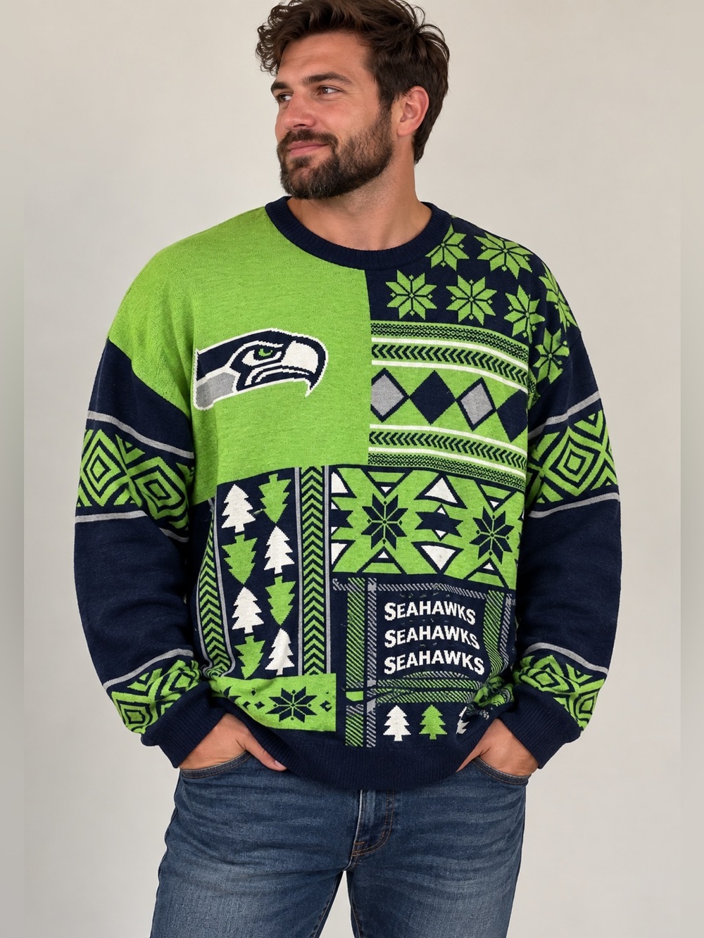Seattle Seahawks Ugly Christmas Sweater 2XL NFL Team Apparel Holiday Knit